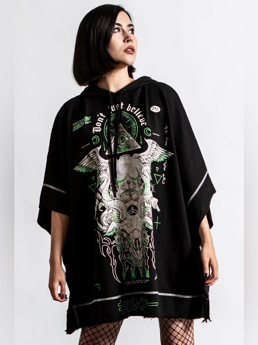 Killstar Black Illuminated Batwing Hooded Poncho